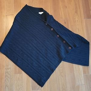 ATL Studio wool poncho shawl with‎ button detail